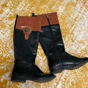 Tommy Hilfiger brown and black zip up riding boots 5